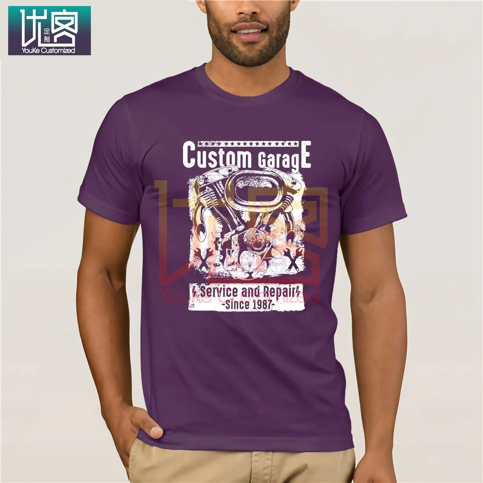 Пользовательские гаражные услуги и ремонт винтажный дизайн футболки |