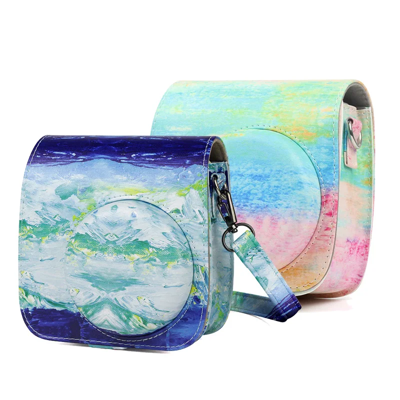 

New Mini Film Instant Camera Case Bag For Polaroid Instax Mini 9 8 8 PU Leather Cover with Shoulder Strap