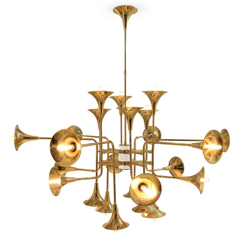 Modern Nordic Stainless Steel Gold Trumpet Pendant Lamps Vintage Retro Horn Delightfull Botti Pendant Light For Living Room