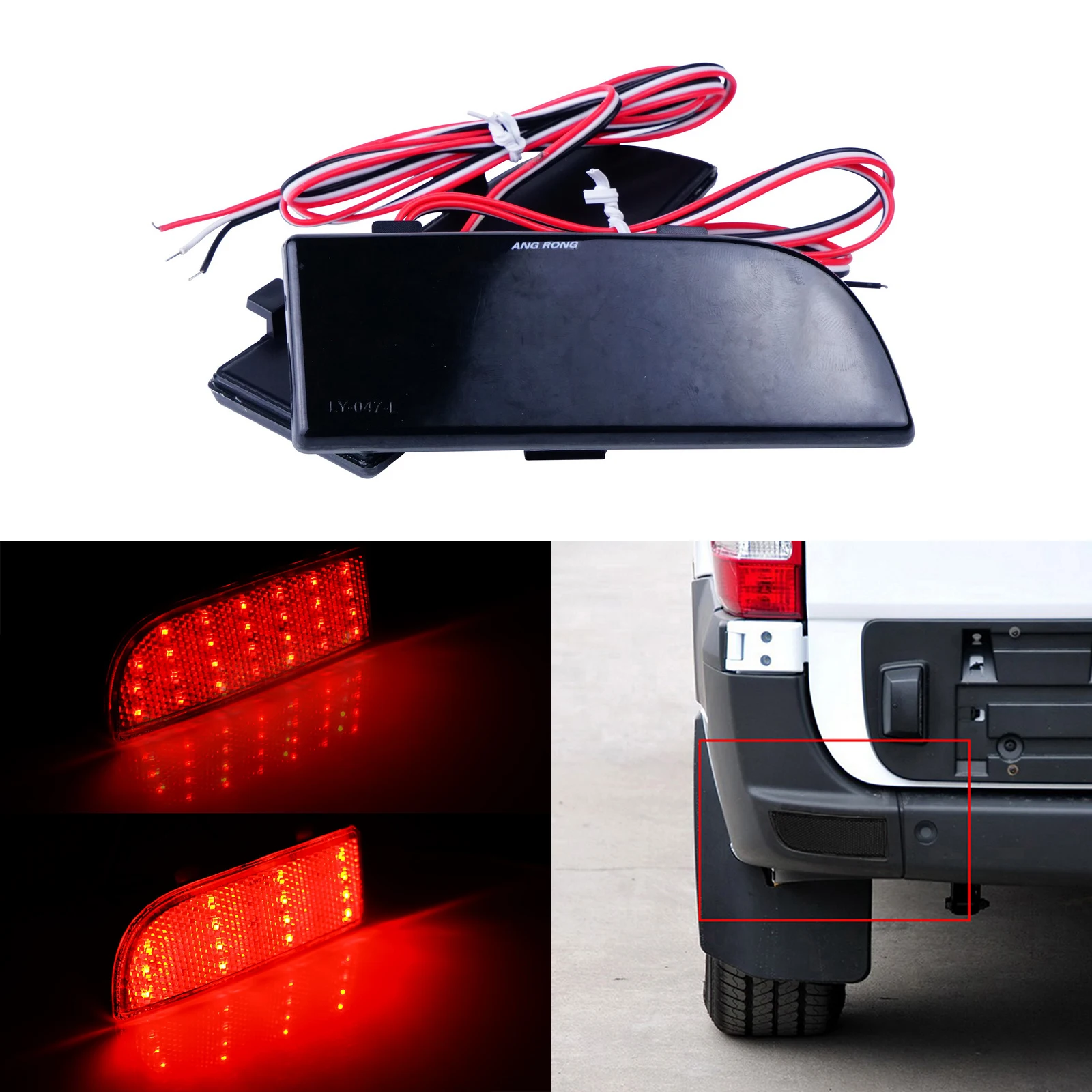 

1 пара светодиодных отражателей ANGRONG для заднего бампера, дымчатые черные светильник зы для Mercedes Benz W639 Vito Viano