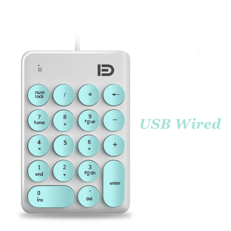 USB Wired Green Беспроводная числовая клавиатура, клавиатура для учёта, безликая цифровая клавиатура с usb-номером, 18 клавиш, мини-цифровая клавиатура для портативных ПК - Цвет: USB Wired Green