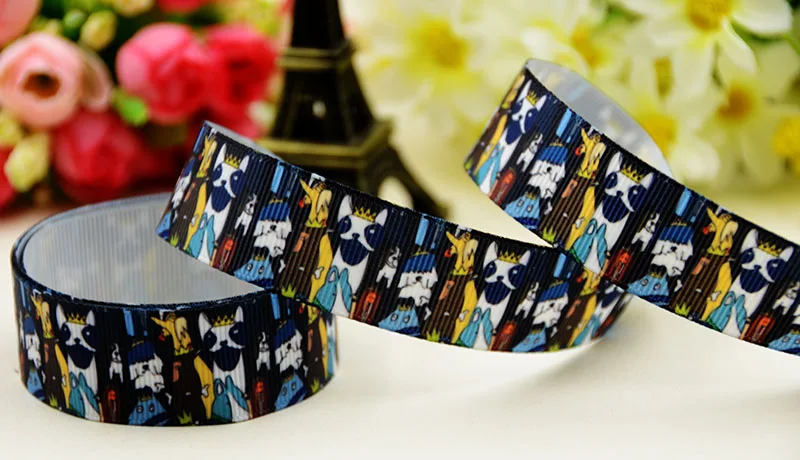 

22mm 25mm 38mm 75mm Dog Cartoon pattern printed Grosgrain Ribbon party decoration 10 Yards X-03980
