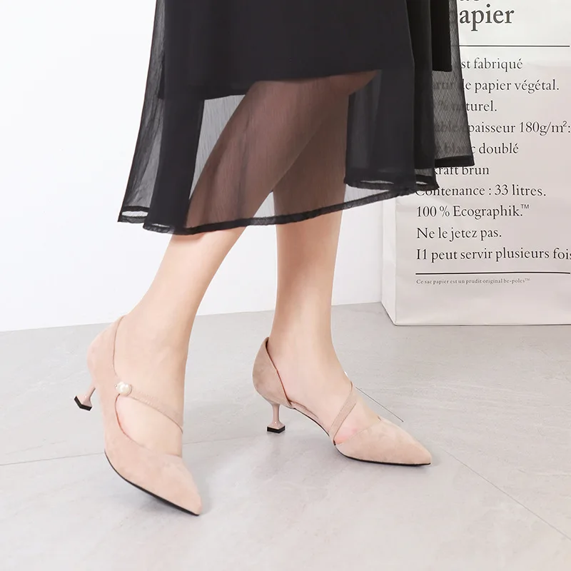 

Туфли LAASIMI женские из флока, туфли-лодочки на тонком каблуке, с острым носком, Классическая обувь, с перекрестной шнуровкой