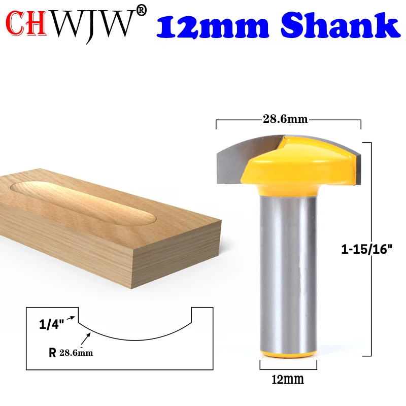 

CHWJW 1PC 12mm Shank Horizontal Crown Router Bit CNC Router Bit Large Bowl Router Bit knife Woodworking cutter
