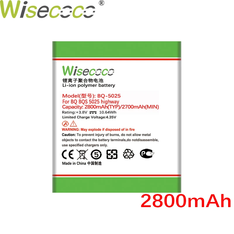 Аккумулятор Wisecoco BQS5025 для BQ BQs 2800 5025 мАч | Компьютеры и офис
