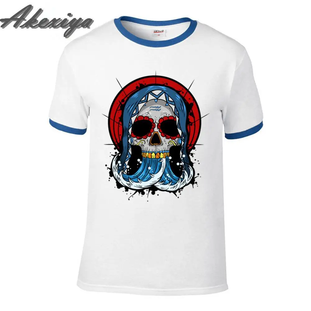 

Mens T-Shirt British Style Aquarius Sugar Skull Tshirt Homme Awesome Fashion Streetwear Harajuku Print Man Tees Camisetas Hombre