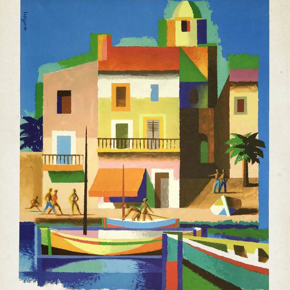 Винтажный постер для путешествий французский Ривьера Франция принты на поезде