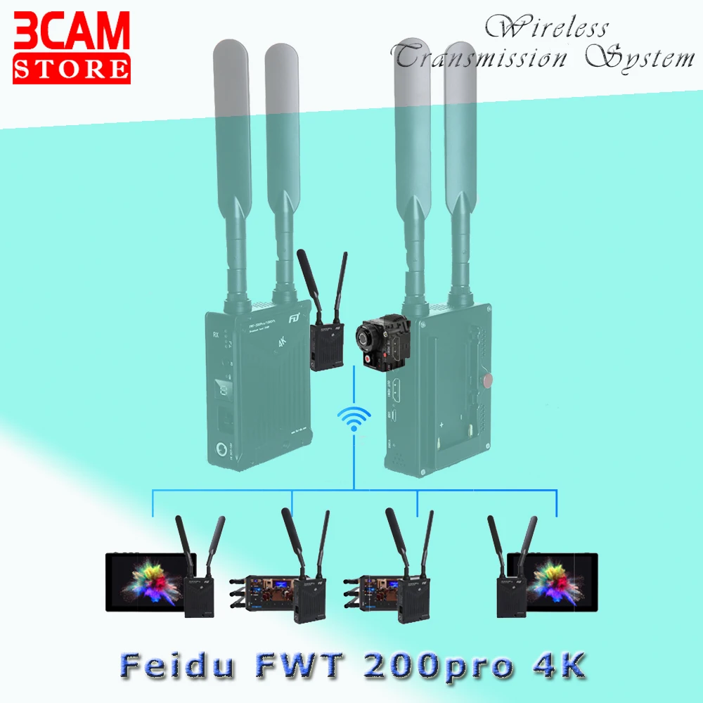 

Система беспроводной передачи Feidu FWT 200pro 4K двойной HDMI 30 Гц HD видео передатчик приемник для камеры Canon Nikon Sony