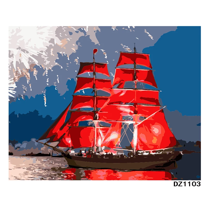 Sailing парусная лодка пейзажная живопись по номерам для взрослых морской DIY Наборы