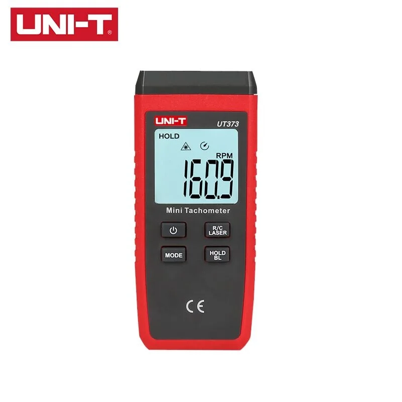 Цифровой лазерный тахометр UNI-T UT373, Бесконтактный мини-тахометр, диапазон измерения 10-99999 ОБ/мин, тахометр, одометр, подсветка км/ч - изображение