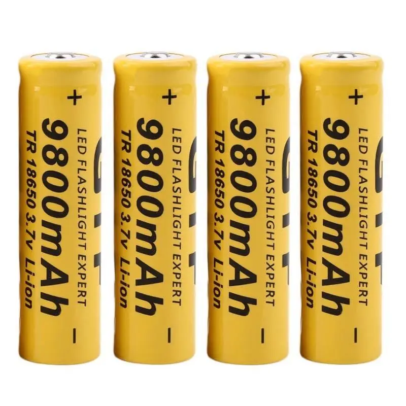 

4pcs/lot High Quality 9800mAh 3.7V 18650 Lithium ion batteries Rechargeable Battery For Flashlight Torch Free shipping