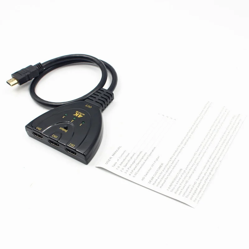 Кабель разветвитель HDMI 1080P 3 порта переключатель адаптер концентратора для HDTV