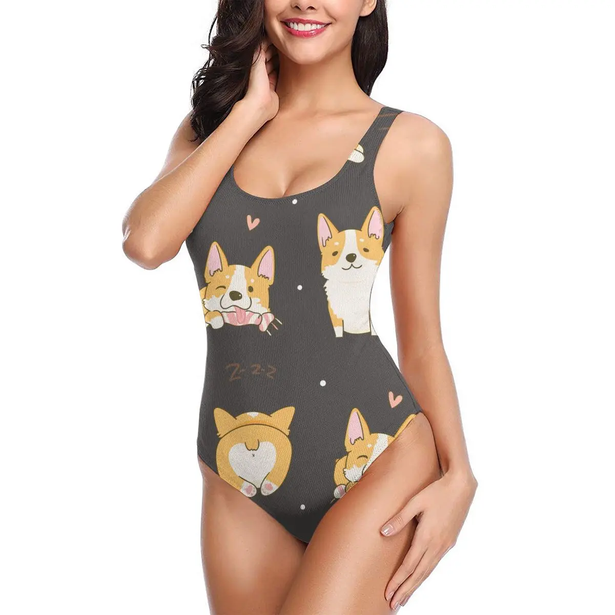 

Цельный купальный костюм 2020, сексуальная одежда для плавания, Симпатичные корги-собаки в различных позах, женский купальный костюм, купальн...