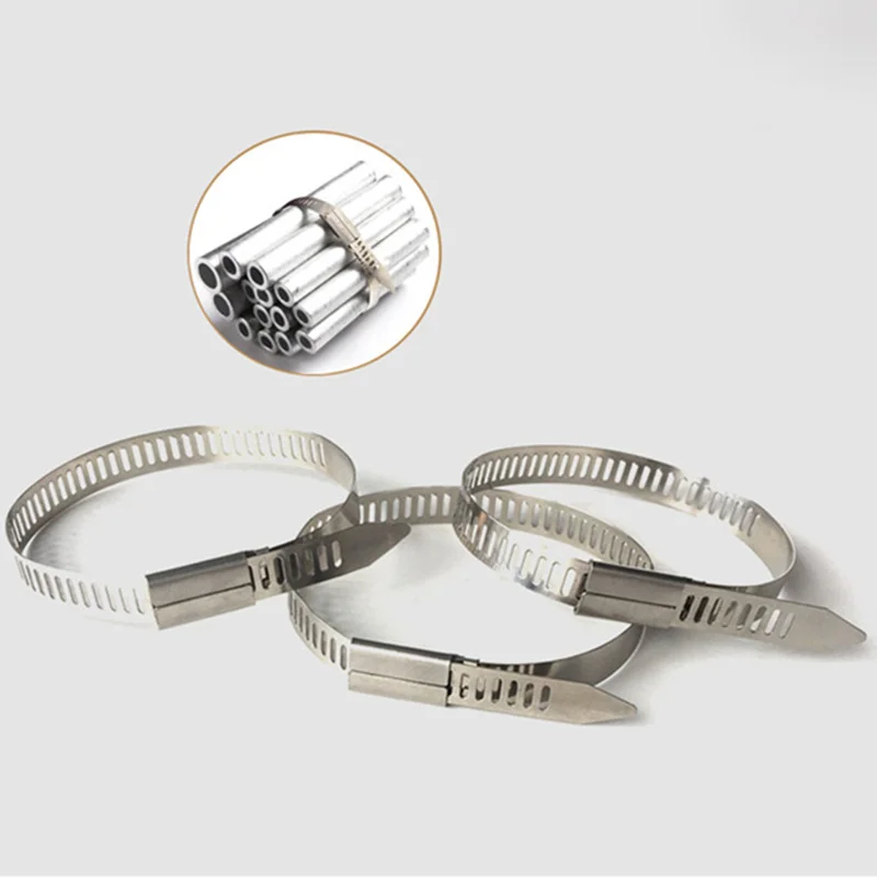 

100pcs 4.5mm Strong Self-locking Metal cable tie 304 Stainless Steel zip ties Bundling tie wire hose clips heavy duty pipe clamp