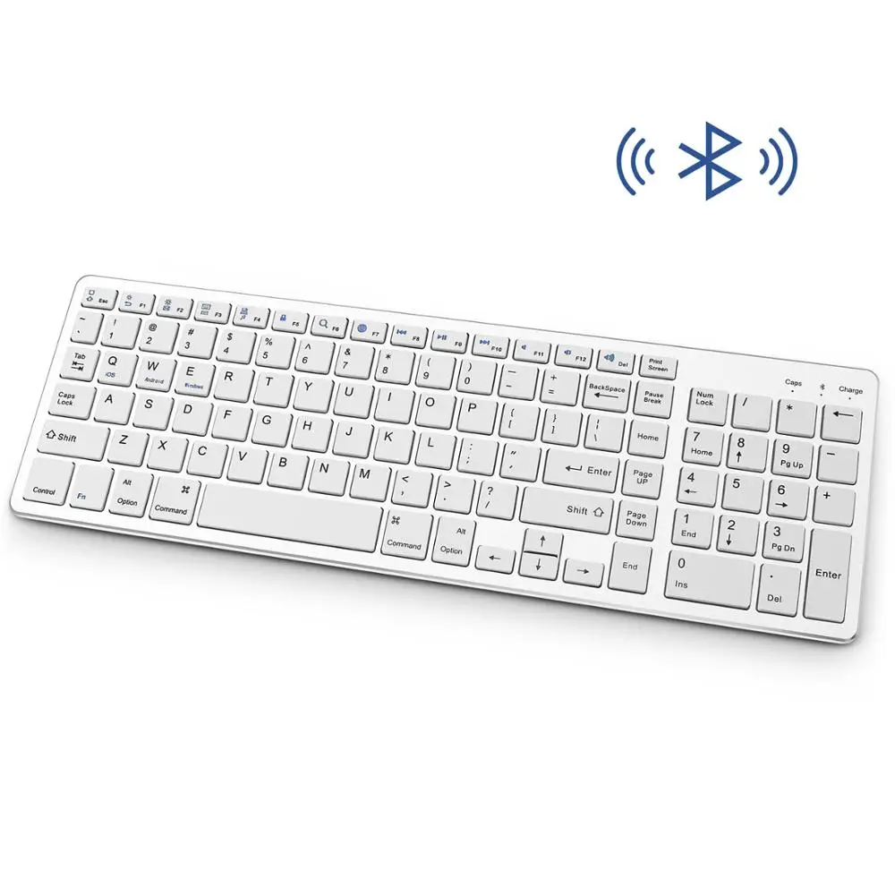 

Беспроводная клавиатура QWERTY с Bluetooth, перезаряжаемая цифровая полноразмерная портативная эргономичная клавиатура для ноутбука Mac, офисные п...