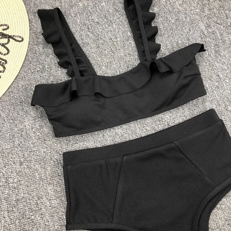 

Ruffled swimsuits woman 2021 Sexy High Waist Bikini Beach Bathing Suits Women Bikini Spilt Swimwear Set Maillot De Bain Femme