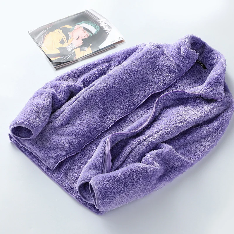 

New Winter Wool Fleece Jacket Women Thick Cardigan Sweater Thermal Windproof Spring Windbreaker Female Hooded Warmer Coat M-4XL