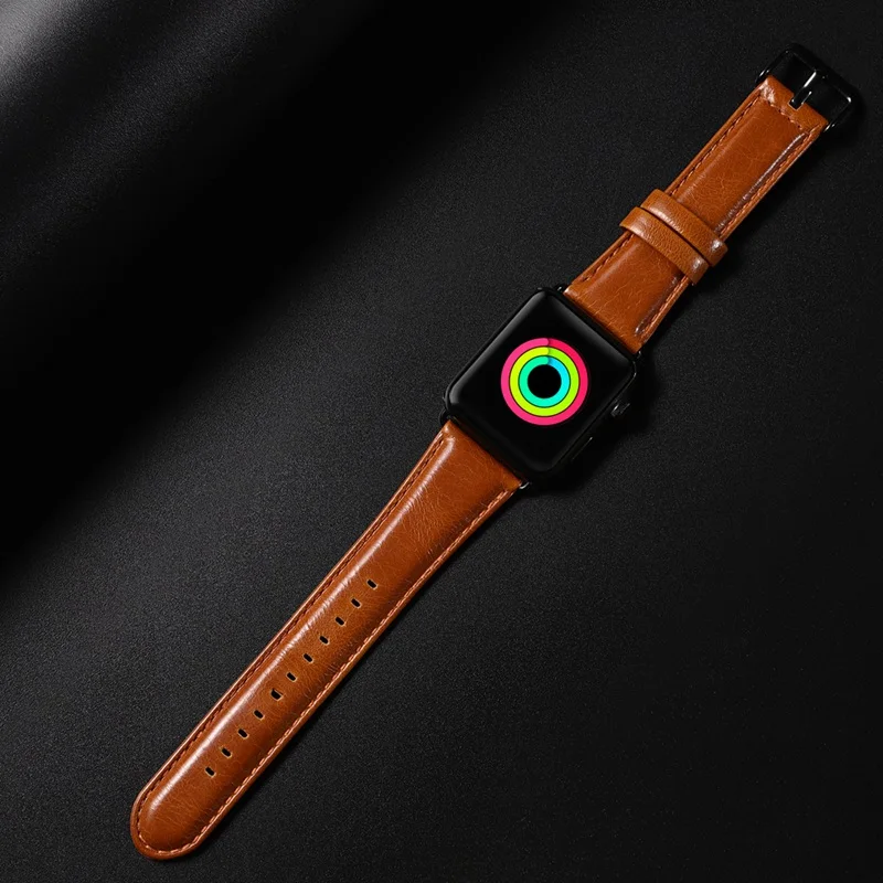 Ремешок из натуральной кожи для apple watch series 6/5/4/3/2/1 44 мм 40 42 38 кожаный ремешок часов
