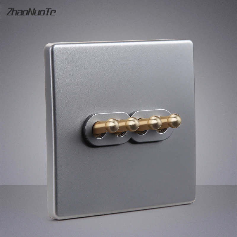 86 Тип серебристо-серой панели ретро настенный светильник тумблер 1-4gang 2-сторонний