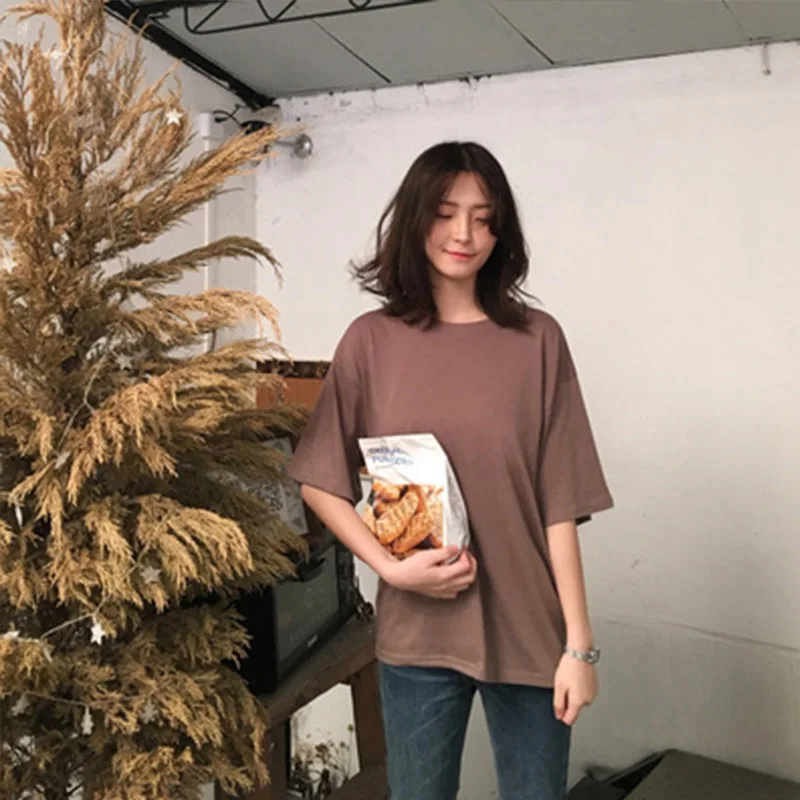 

2018 Casual Solid Ladies Black White Cotton Oversize T Shirt Women Tshirt Plus Size Short Sleeve O-neck Tees Tops