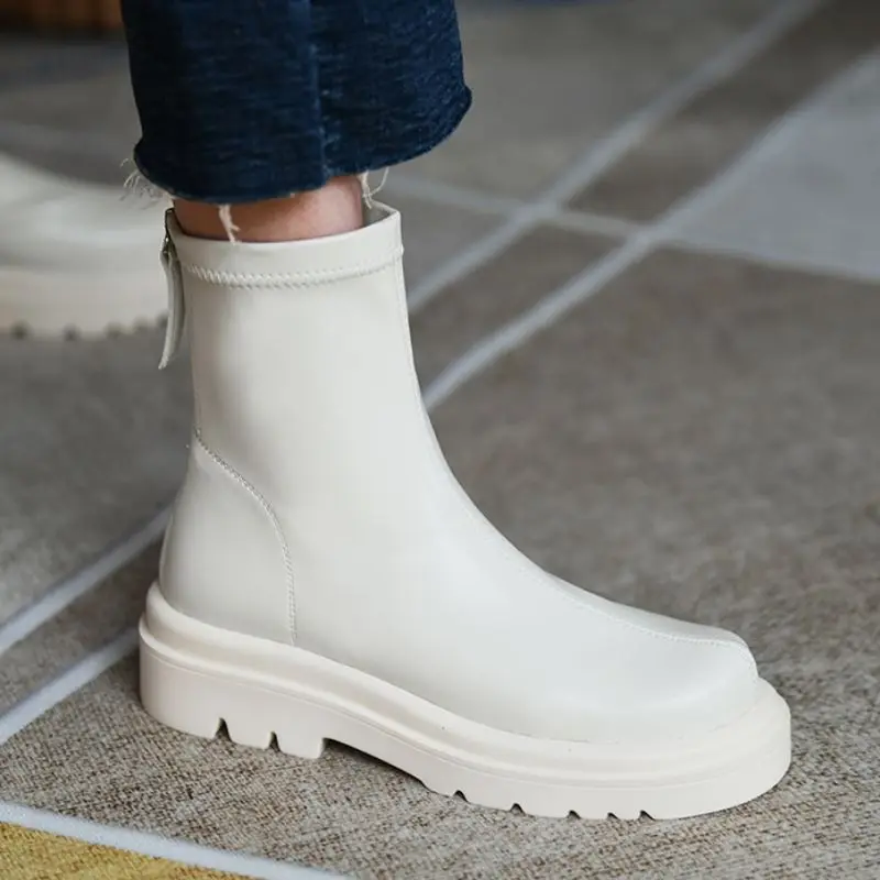 

KemeKiss Size 32-39 Women Ankle Boots Thick Bottom Zipper Winter Women Shoes Fashion Cool Party Shoes Women Footwear Boots