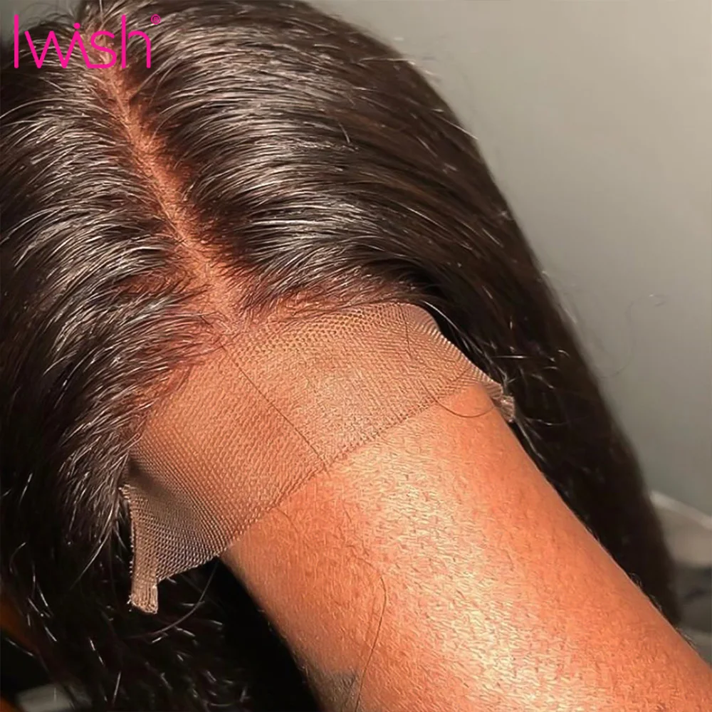 Женские перуанские прямые волосы на застежке 30 дюймов 4x4 Remy шнурке|Парик из