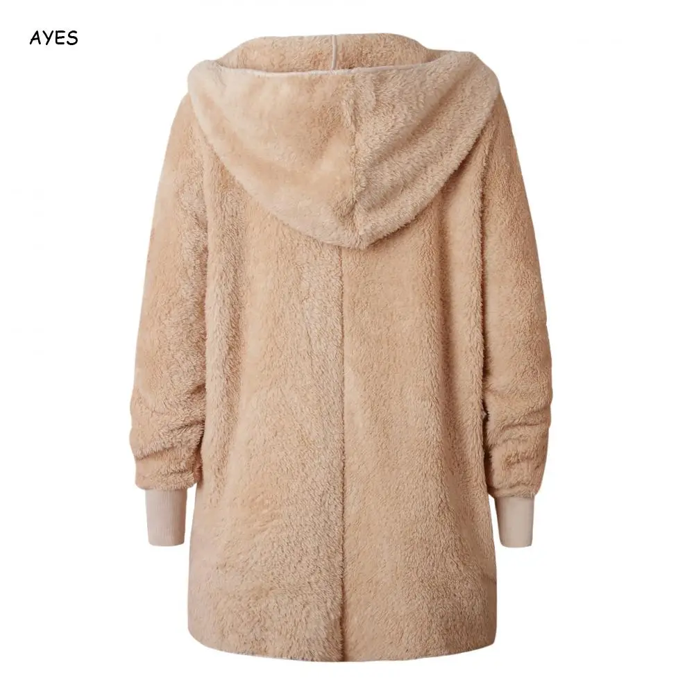 

Women Faux Fur Teddy Hooded Coat 2019 Autumn Winter Thick Warm Fluffy Fur Coats Teddy Jackets Overcoat Hooded Cardigan Outwear