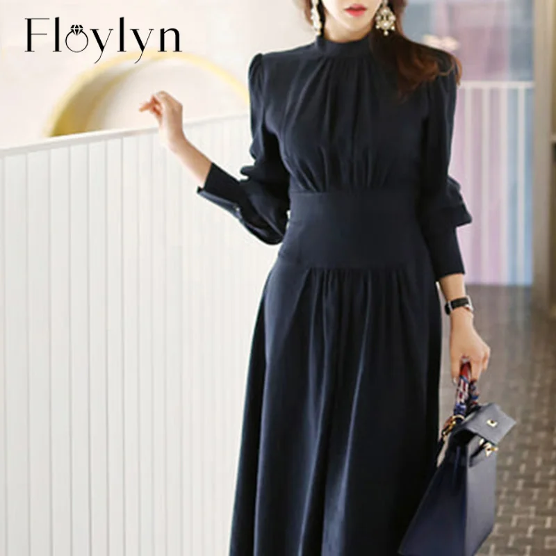 FloyLyn офисное женское платье со стоячим воротником и рукавами-фонариками