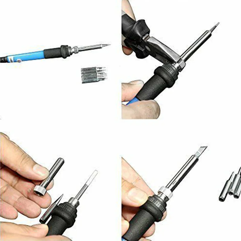 

60W 220V 110V Electric Soldering Iron Set Tool Kit Solder Wire Tips Stand DSS899