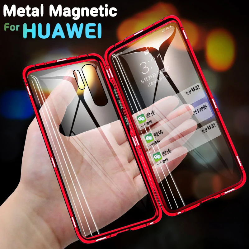 Роскошный Магнитный чехол на телефон 360 градусов для хуавей Huawei P30 P20 Mate 20 Honor 10 Lite