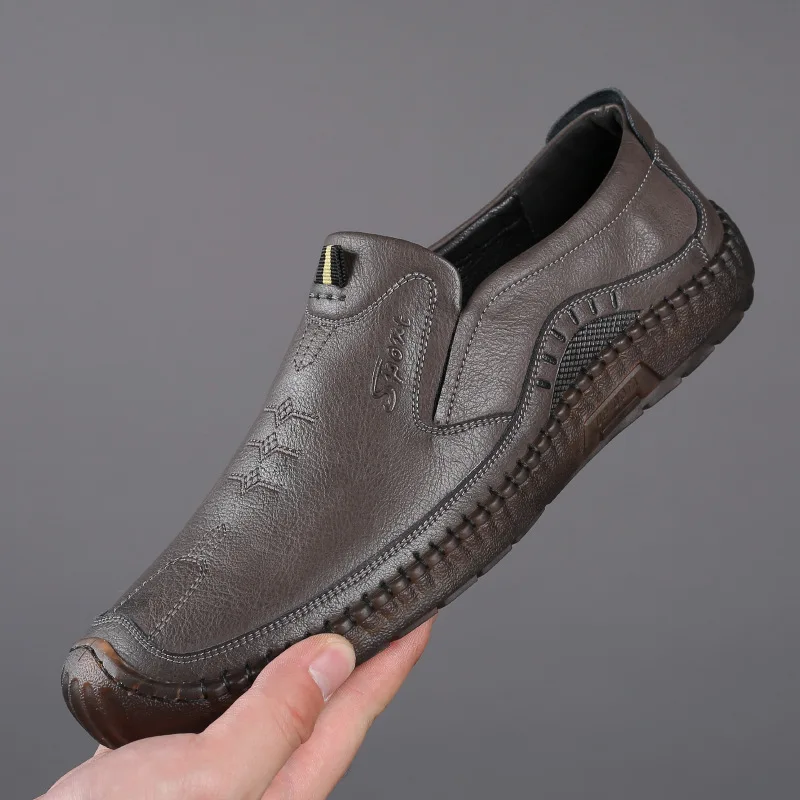 

New Summer Casual Slip On Shoes Genuine Leather Men Sneakers Fashion Jogging Outdoor Walking Footwear Flats 2021