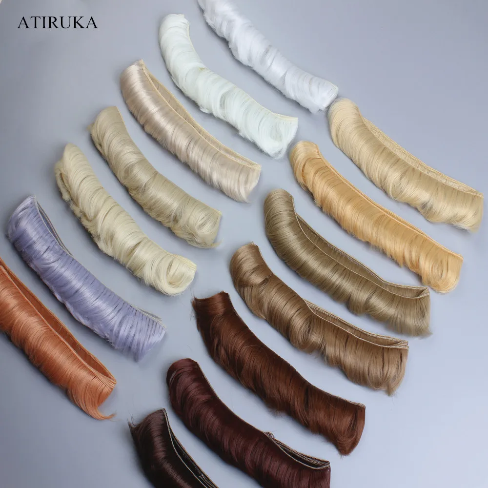 Парик для куклы DIY 5x100 см Короткие вьющиеся волосы с бахромой высокотемпературные