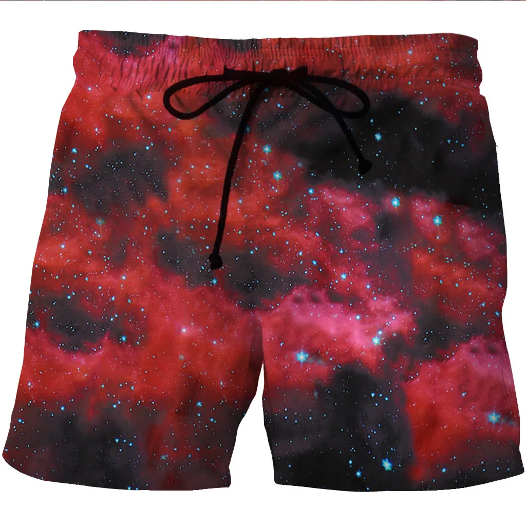 Мужские быстросохнущие пляжные шорты с цифровой печатью 3 звезды два боковых