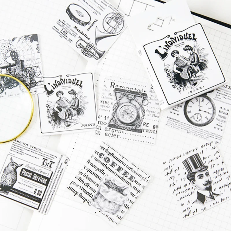 45 шт./кор. Европейская винтажная черная белая наклейка для скрапбукинга