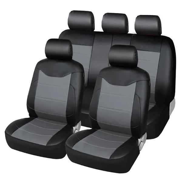 GRAY-9PCS Искусственная кожа протектор сиденья универсальный автомобильные чехлы на сиденья полный комплект автомобильные чехлы на сиденья универсальный для Toyota Lada kalina granta серый - Название цвета: GRAY-9PCS