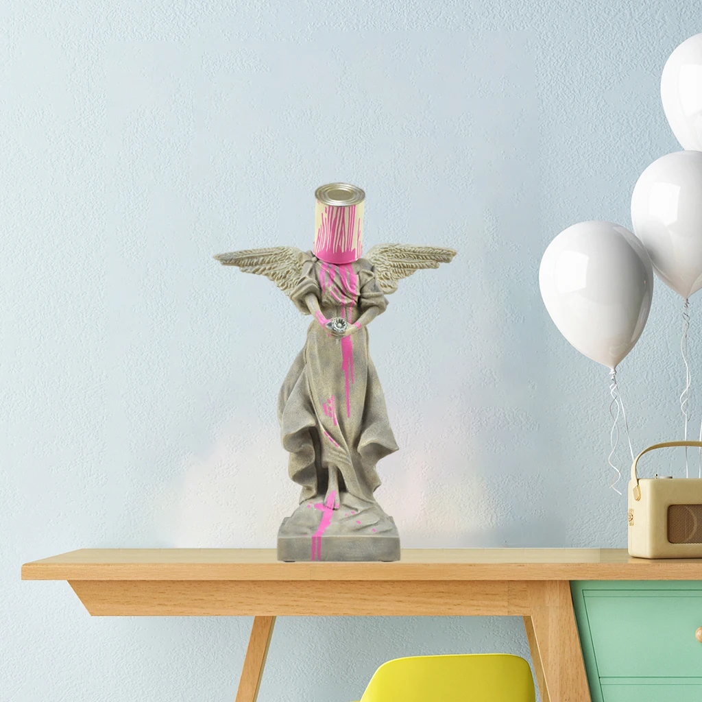 

Pour The Paint Bucket Angel Banksy Top Street Art Resin Figurine Banksy Sculpture Resin Statue Home Office Desktop Decoration