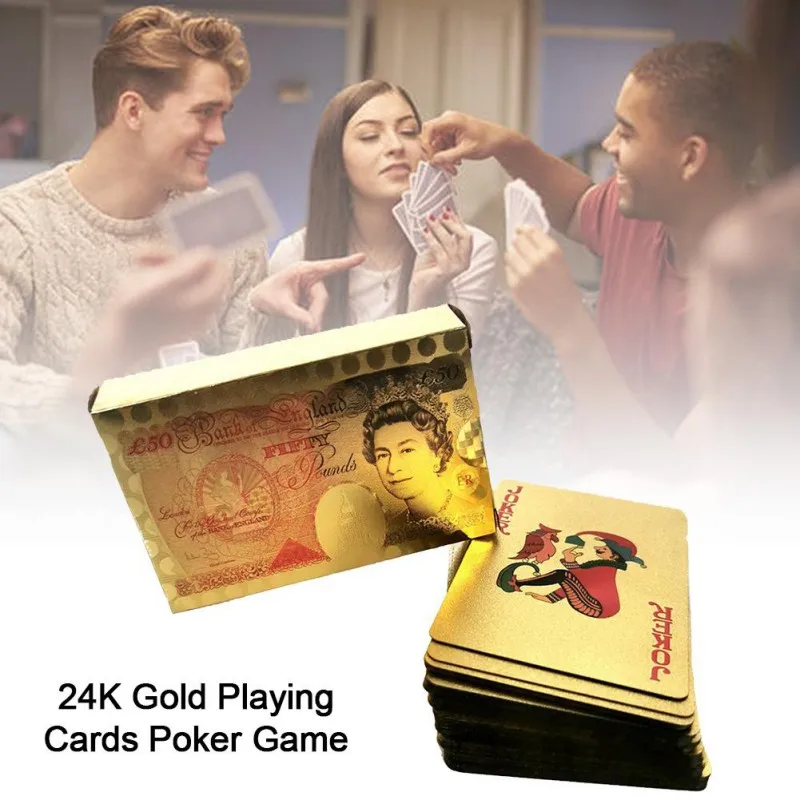 

Portable Plastic Magic Card Waterproof Cards Magic Playing Cards Poker Game Deck Gold Foil Poker Set 24K Gold