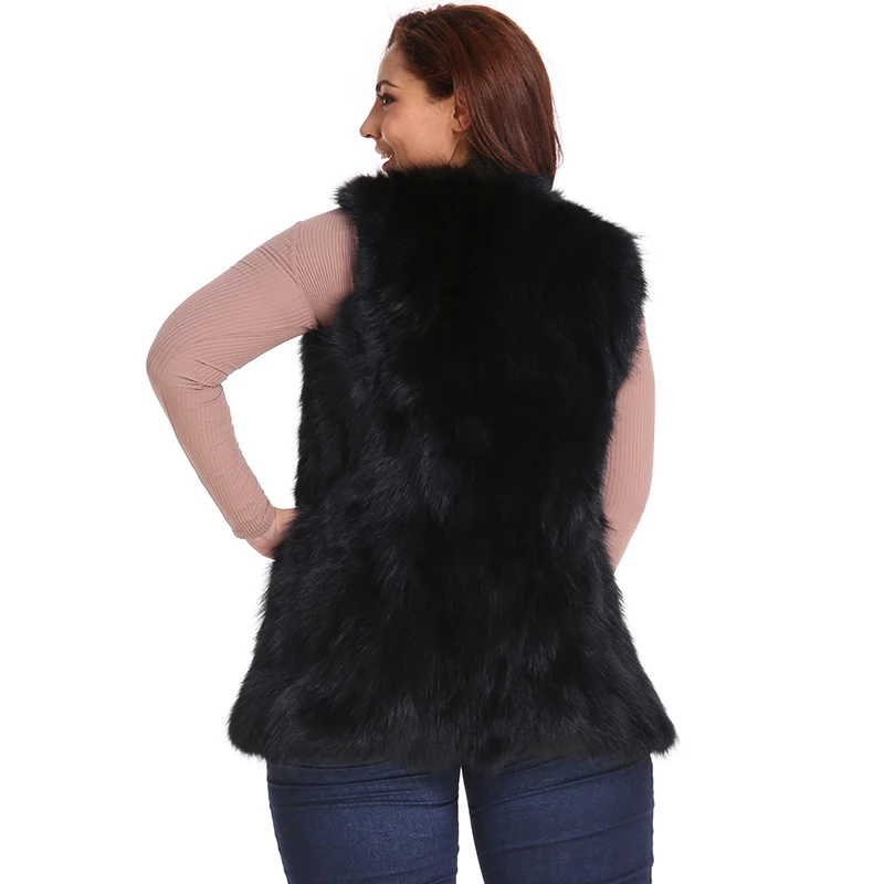Autumn Winter Women Faux Fur Vest Women's Sleeveless Jacket with Pockets Black Fashion Plus Size Slim Femme Outwear | Женская одежда