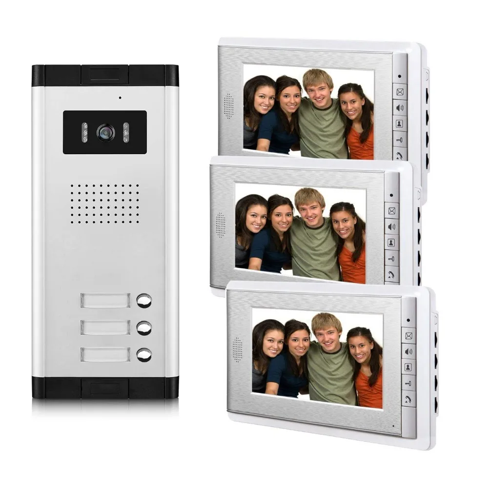 

2/3/4 Units Apartment Video Door Phone Intercom System Video doorbell Kit for 2-4 Apartments house 1 Camera 2-4 Monitor
