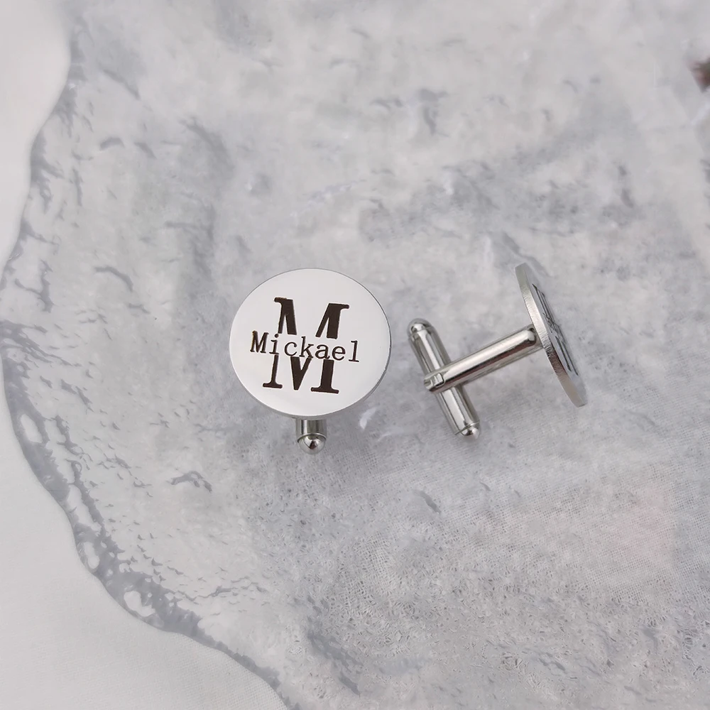 Изящные парные запонки для мужчин персонализированные с именем близнеца