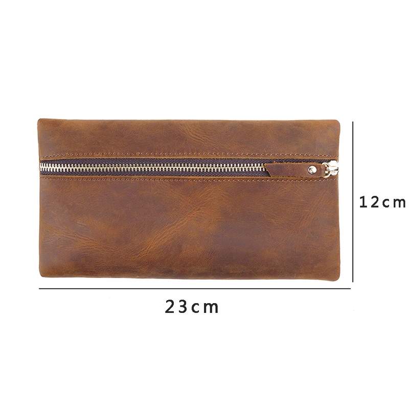 100% Nature Genuine Leather Retro Pen Bag Vantage Big Capacity Cowhide Zipper Pencil Case Holder Office School Supplies Gift | Канцтовары