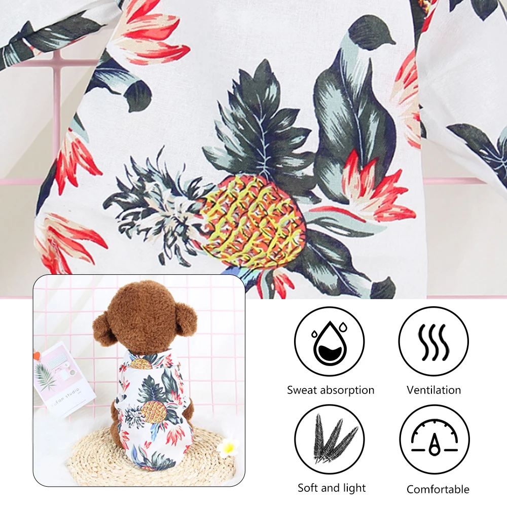 Летняя Пляжная рубашка с цветочным принтом для питомцев Повседневная пляжная