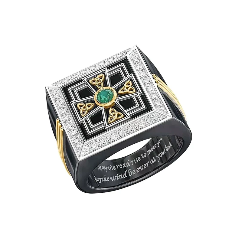 2021 Ретро классическое двухцветное антикварное кольцо с крестом мужское