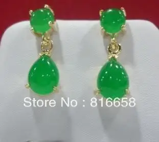 

Natural Charming green jade drop earring AAA+ 925