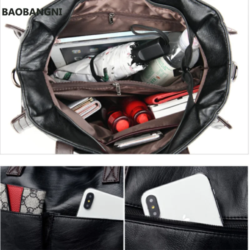 

Korean Simple Large Capacity Soft Leather Bag For Women Fashion One Shoulder Messenger Bag Versatile Fashion Handbag Tote Bag