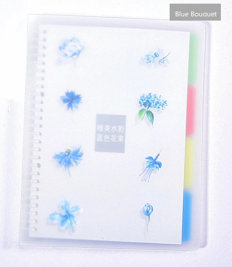 Blue Bonquet Harphia A5 B5 Kawaii спиральный разделитель для блокнота, милый тонкий органайзер, разделитель страниц, 4 листа, ПП матовая пластина, индексная бумага - Цвет: Blue Bonquet