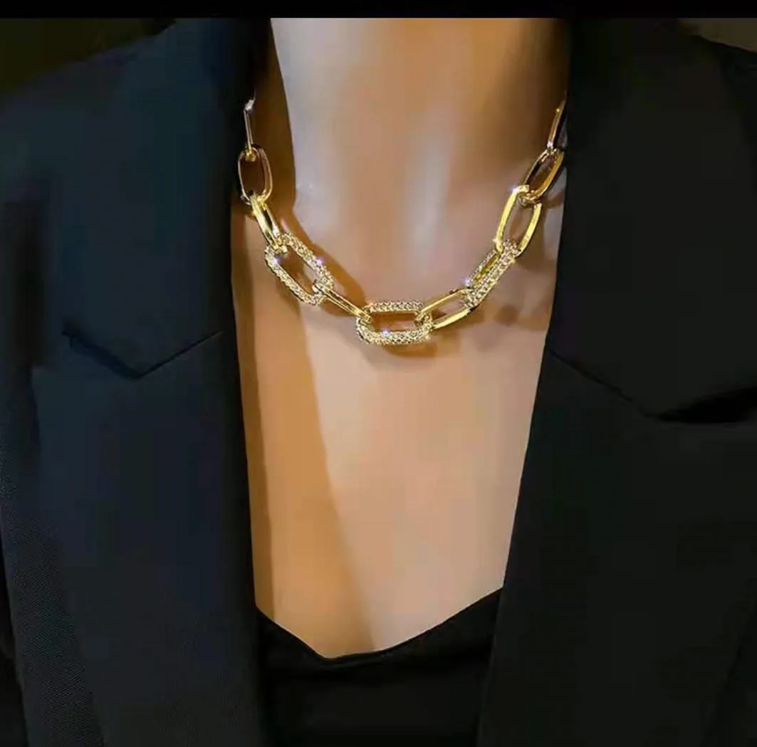 

Высококачественное толстое ожерелье в европейском и американском стиле, ожерелье до ключиц, Ожерелье Стразы