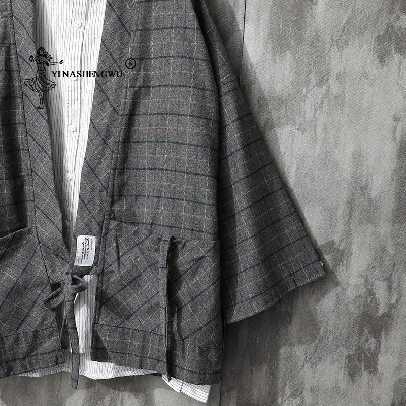 Кимоно мужское в японском стиле ретро юката пальто японская рубашка с длинным