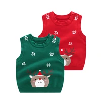 childrens vest cartoon christmas baby sweater vest deer head clothes for boys and girls cotton red sleeveless xmas tops