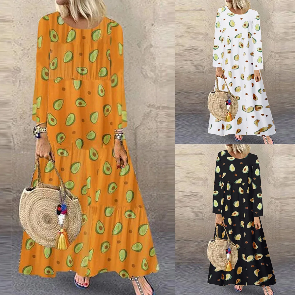 Сексуальное модное платье женское Повседневное с круглым вырезом принтом